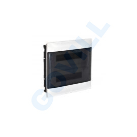 PractiboxS téglafalba süllyeszthető kiselosztó 2x12 , átlátszó füstszínű ajtóval